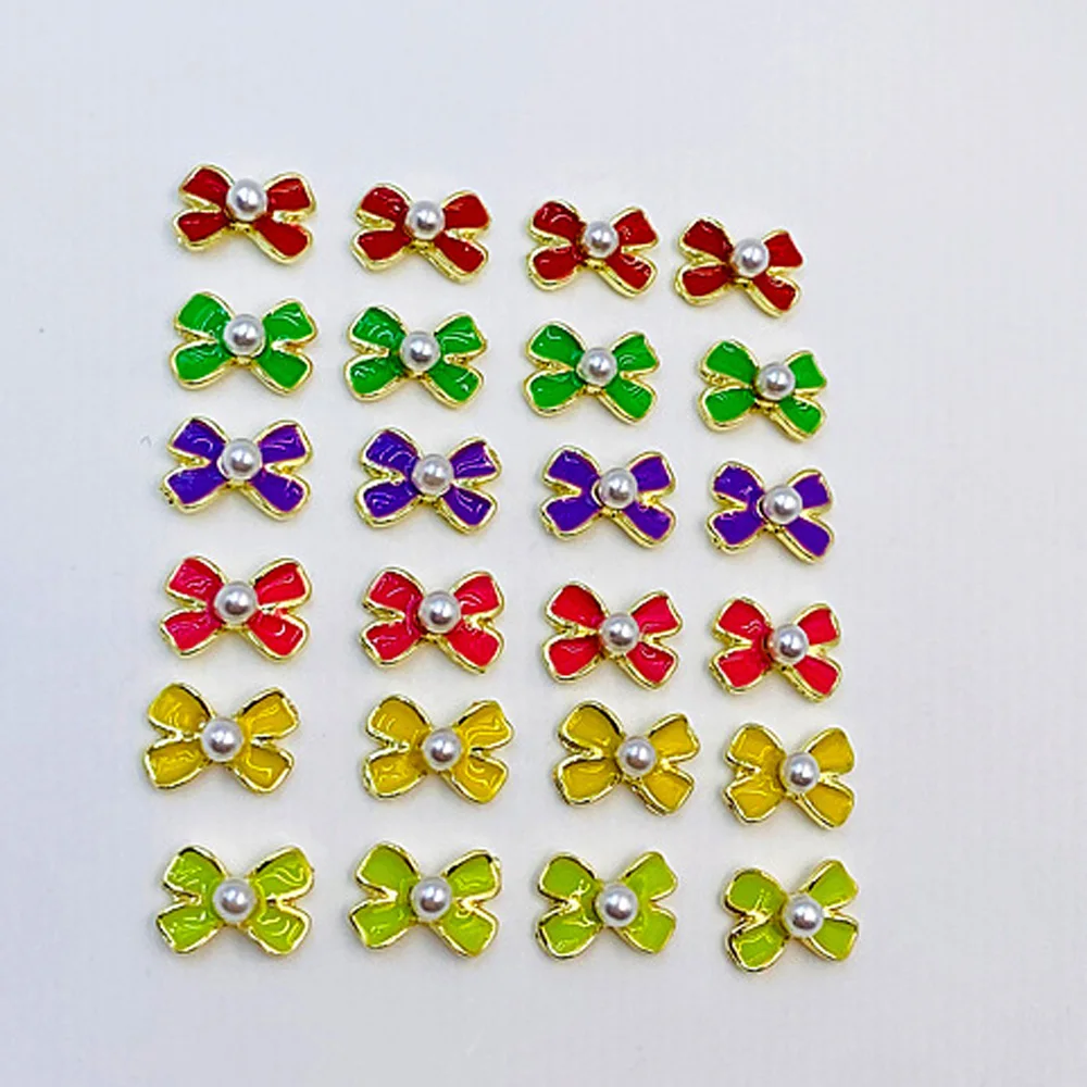 

10pcs Japanese Alloy Bow Nail Art Charm 3D Colorful Cute Metal Bowknot Nail Decoration DIY Luxury Nail Accessories 6x9mm