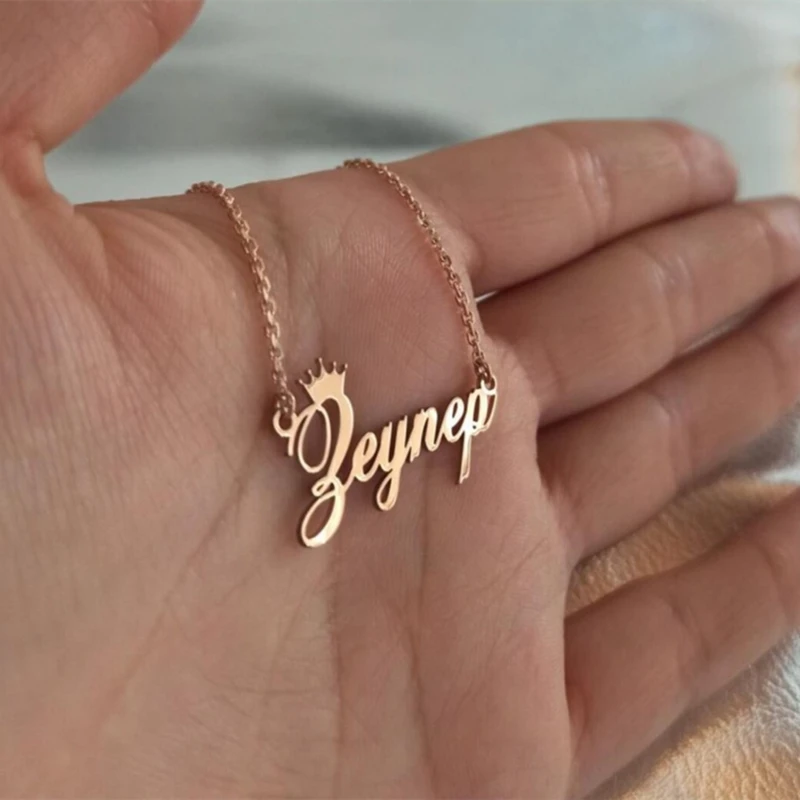 

Custom Name Necklace for Women Personalized Gold Stainless Steel Cursive Font Nameplate Choker Men Necklaces Girls Jewelry Gifts