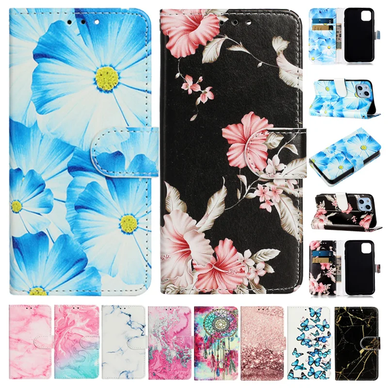 

P50 Pro Painted Case For Huawei P 50Pro P40 P30 P20 Pro P10 P9 P8 Lite 2017 P10Plus Leather Magnetic Card Pocket Protect Cover