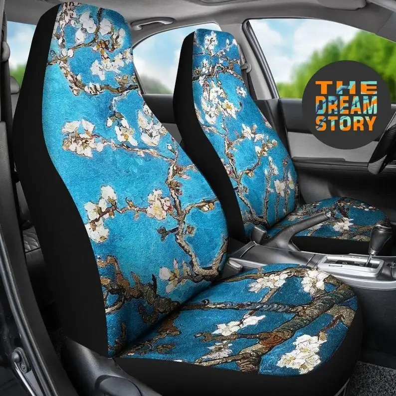 

Cherry Blossom Car Seat Covers | Van Gogh Inspired Impressionism Art Car Seat Cover For Vehicle | Custom Seat Covers For Car For