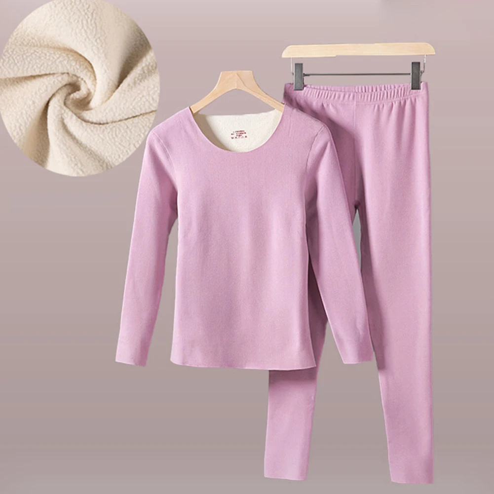 Winter Cashmere Thermal Heated Underwear Set Keep Warm Pajama Suit Warm Lingerie Unisex Thermal Top And Trousers Clothing Set