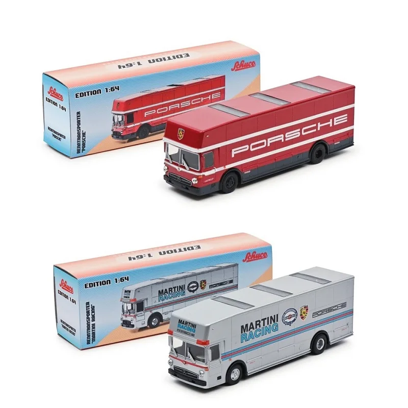 

Schuco 1:64 Race Car Transporter MARTINI Silver /Red Diecast Model Car