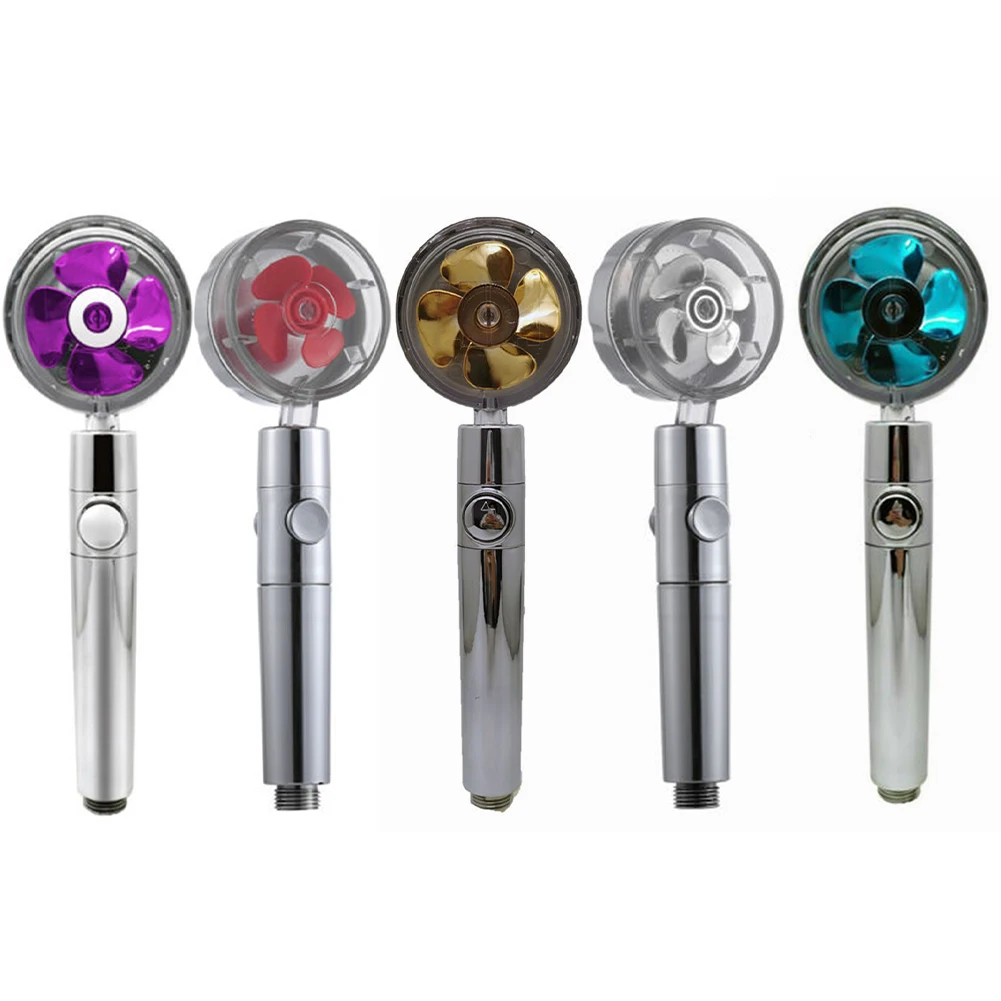 

Shower Head Water Saving Flow 360 Degrees Rotating With Small Fan ABS Rain High Pressure Spray Nozzle Bathroom Accessories
