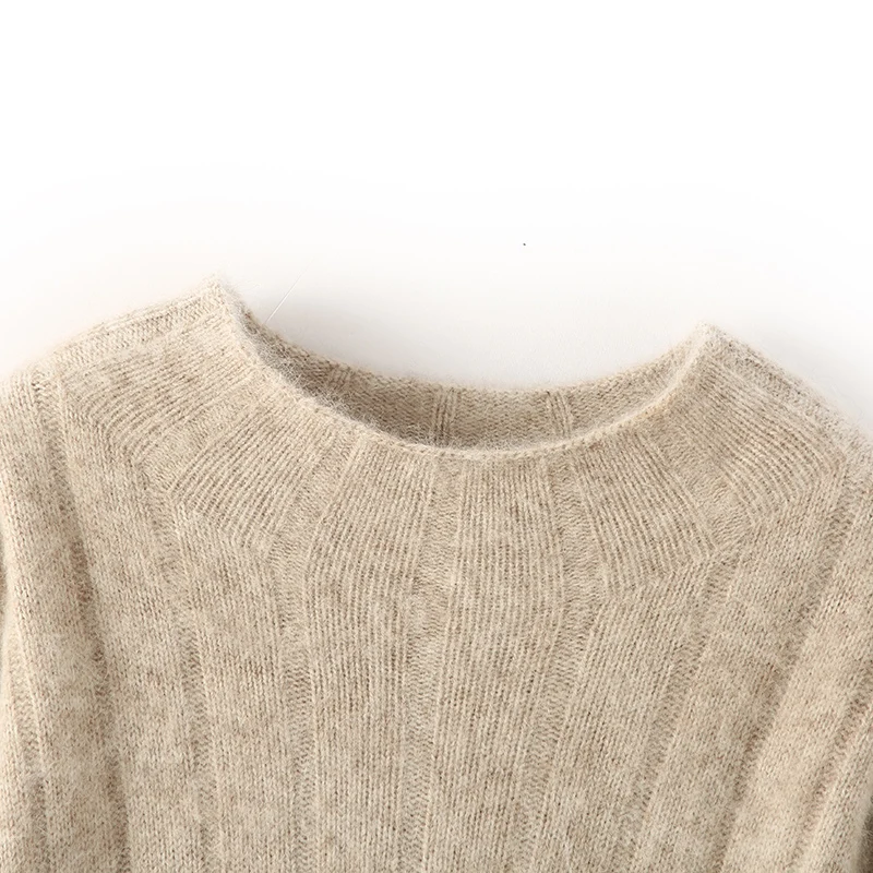 100% норковый кашемировый свитер женский вязаный пуловер с круглым вырезом