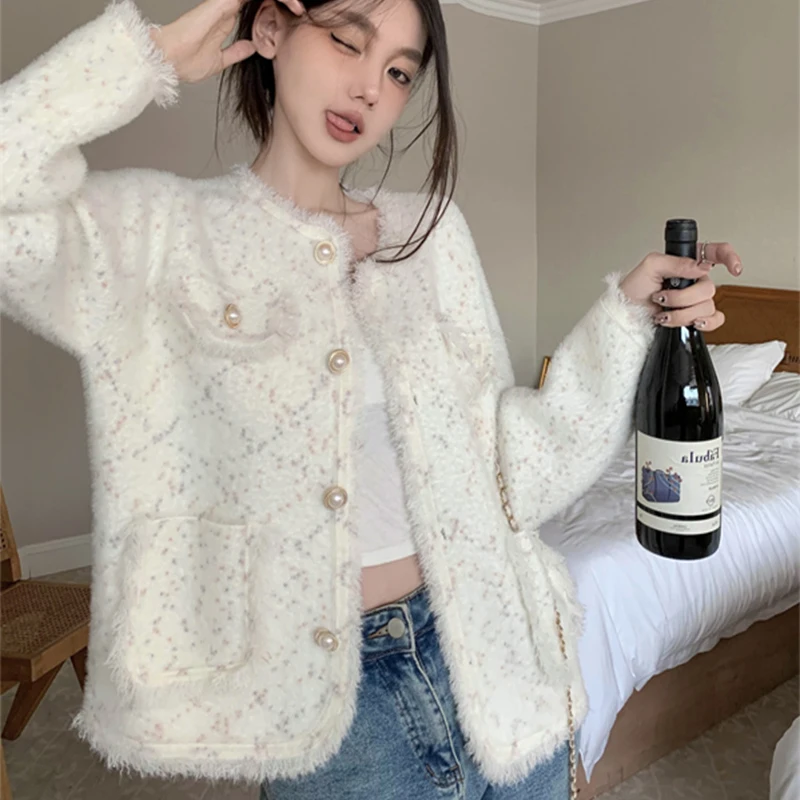 

Женская бархатная куртка с бахромой, маленькая Очаровательная куртка из норки, кардиган знаменитости для ранней осени