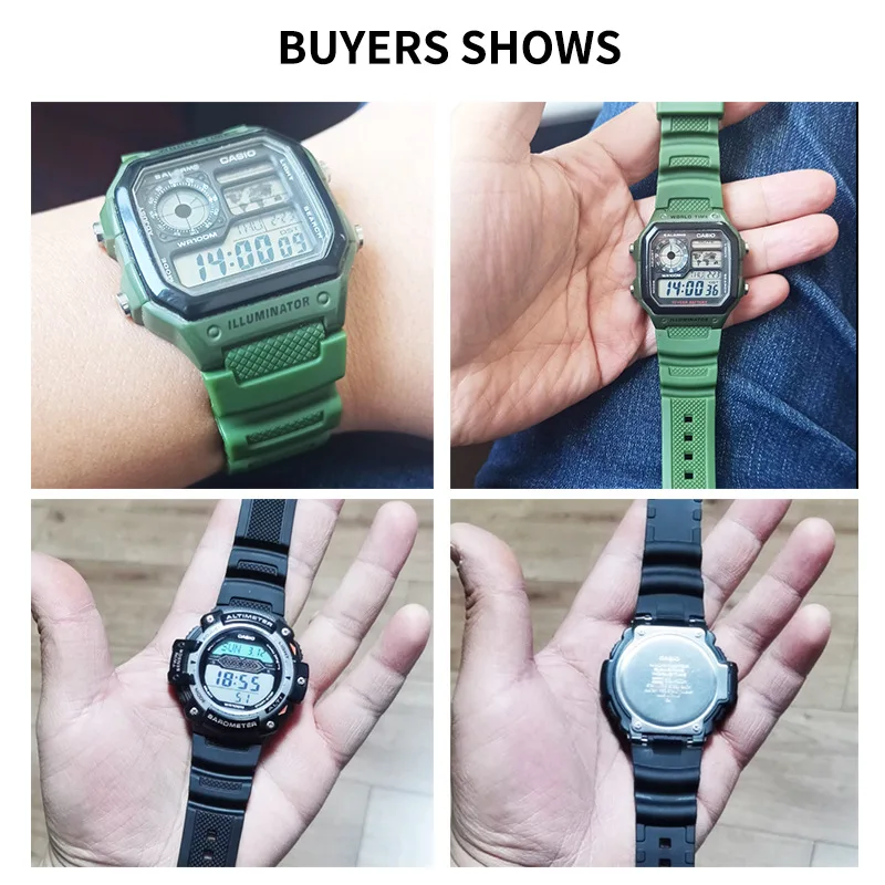 Фото Для Casio AE-1000 W-218H/S210/800H/216/210/200 AQ-S800 AEQ-110 SGW-300 F-108 MRW-200H/S300 18 мм ремешок для часов браслет браслет №3