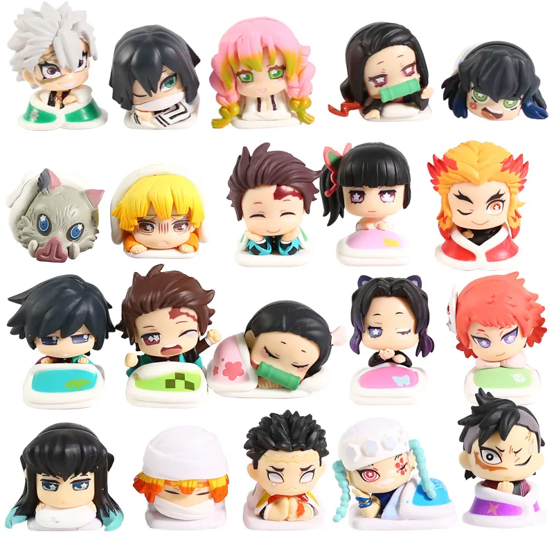 

5pcs/set Demon Slayer Sleeping Tanjirou Nezuko Zenitsu Inosuke Kanawo Shinobu Kyoujurou PVC Model Dolls Toys Colletible Figurals