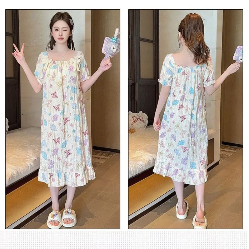 Летняя одежда для сна больших размеров женская ночная рубашка с нагрудником