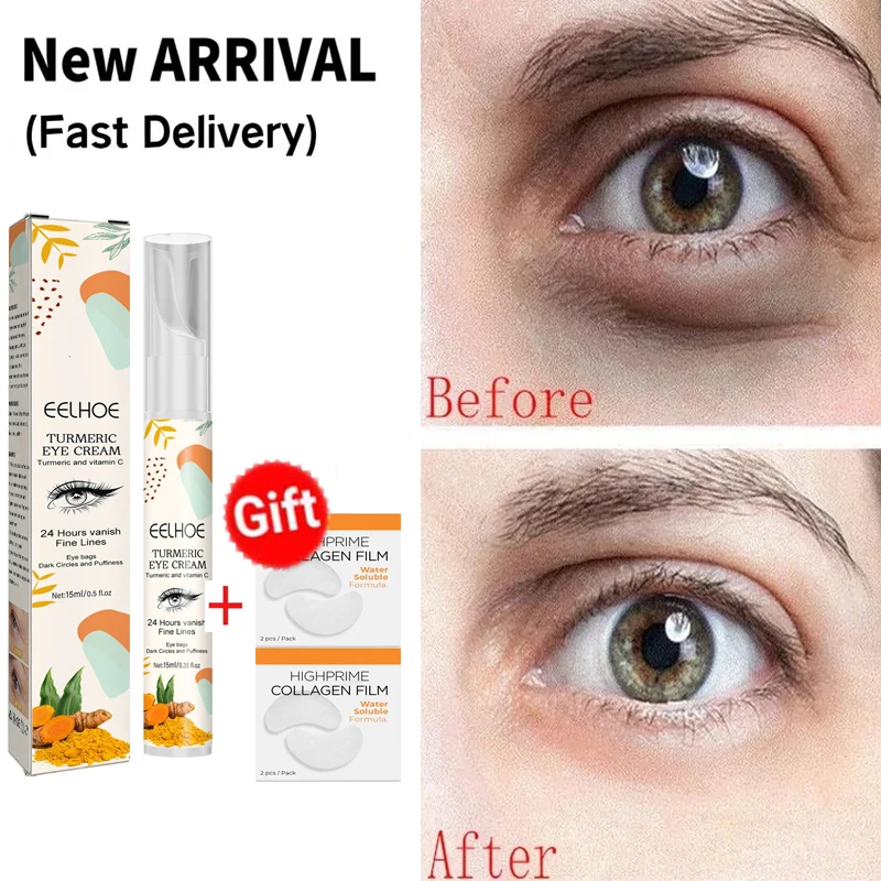 

Turmeric Eye Cream Anti Aging Remove Wrinkles Fade Fine Lines Removal Dark Circles Eyes Bag Brighten Tighten Eye Skin Care 15ml
