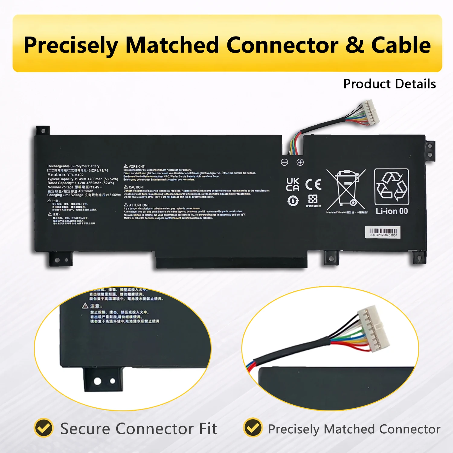 Фото Аккумулятор PowerHub BTY-M492 11.4В 53.5Втч для ноутбуков MSI Katana GF66 GF76 Pulse GL66 GL76 Sword 15 №3