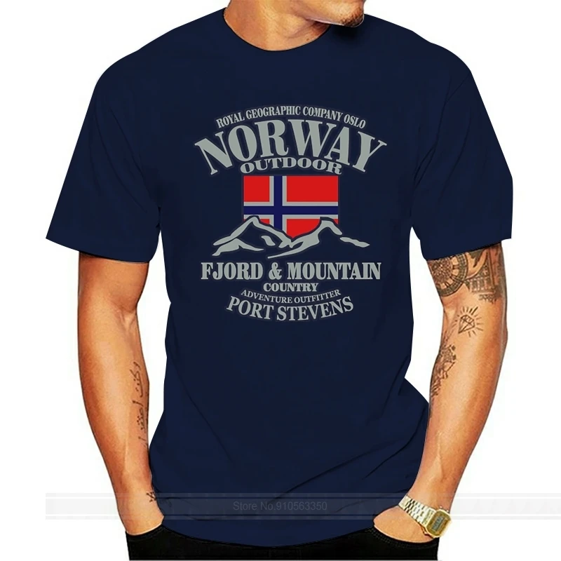 

Summer Norway Flag Fjord Mountain T Shirt Crazy Men's Shirt Cotton Crewneck Plus Size Short Sleeve Funny T-shirts