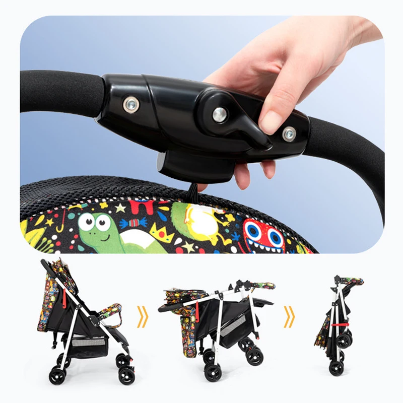 Spring and autumn new simple baby stroller can sit and lie down baby lightweight folding stroller children's portable stroller enlarge