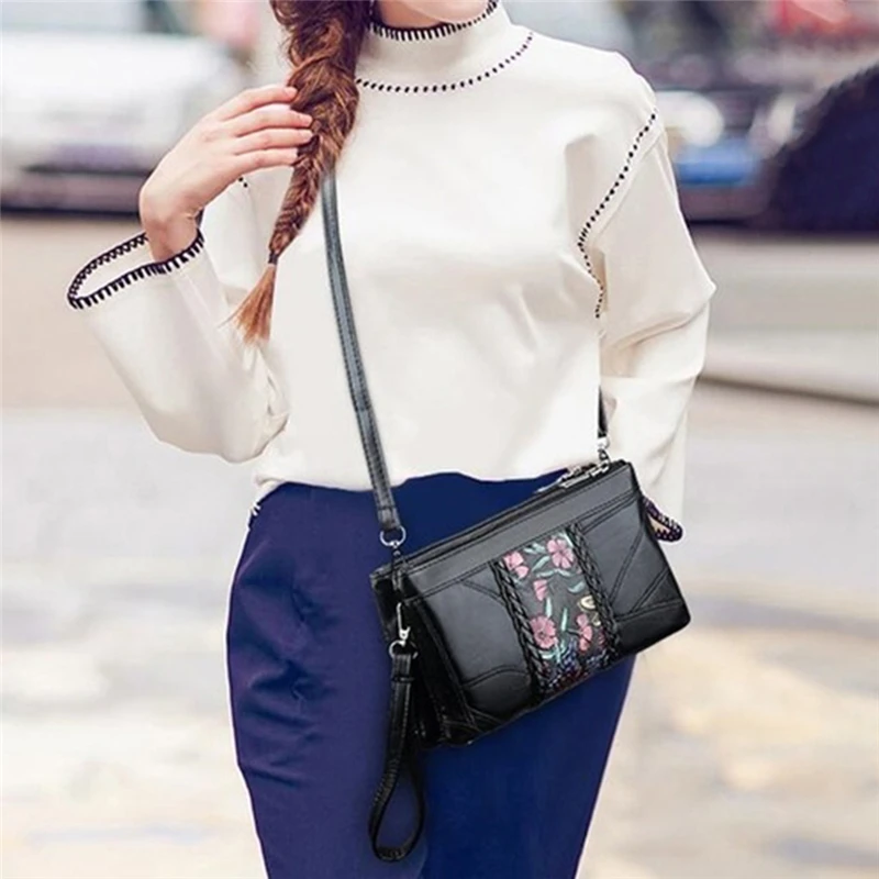 

Women Bag Vintage Casual Tote Top-Handle Women Embroidered Floral Print Messenger Bags Shoulder Handbag Purse Wallet