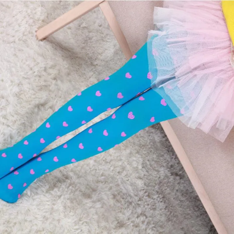 40pc/Lot Lovely Child Girls Footed Heart Dots Tights Ballet Candy Colorful Opaque Velvet Stocking Pantyhose
