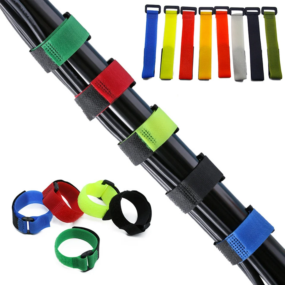 

10pcs/lot Multicolor Reusable Fishing Rod Tie Holder Strap Suspenders Fastener Hook Ties Belt Fishing Tackle Accessories