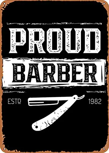 

Proud Barber Vintage Look Metal Sign Patent Art Prints Retro Gift 8x12 Inch