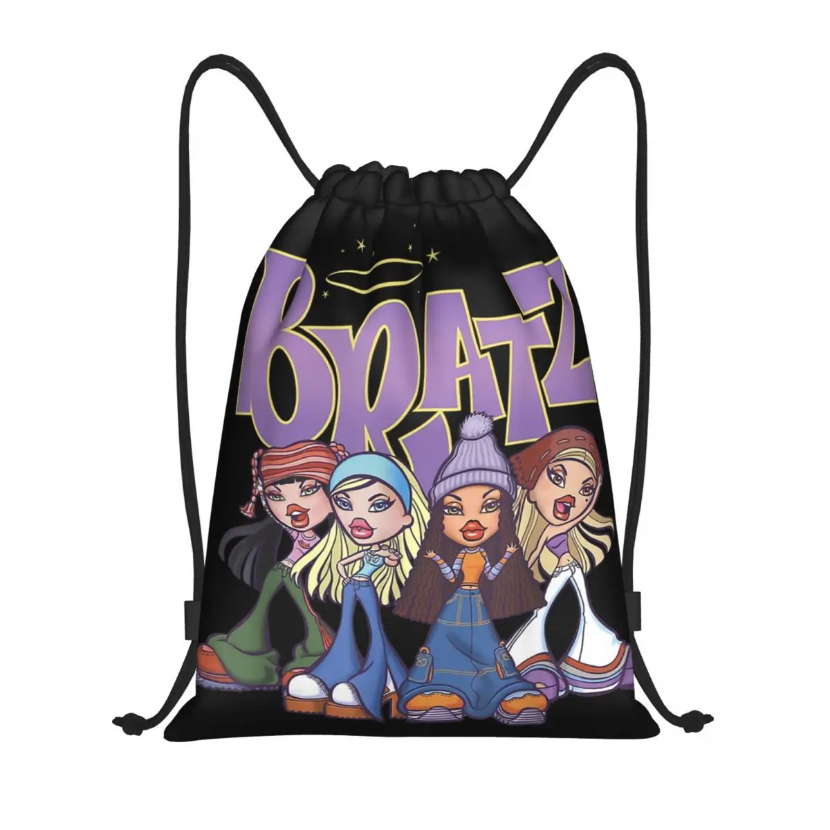 Bratz Doll Drawstring Backpack Women Men Gym Sport Sackpack Foldable Cartoon Tv Movie Shopping Bag Sack