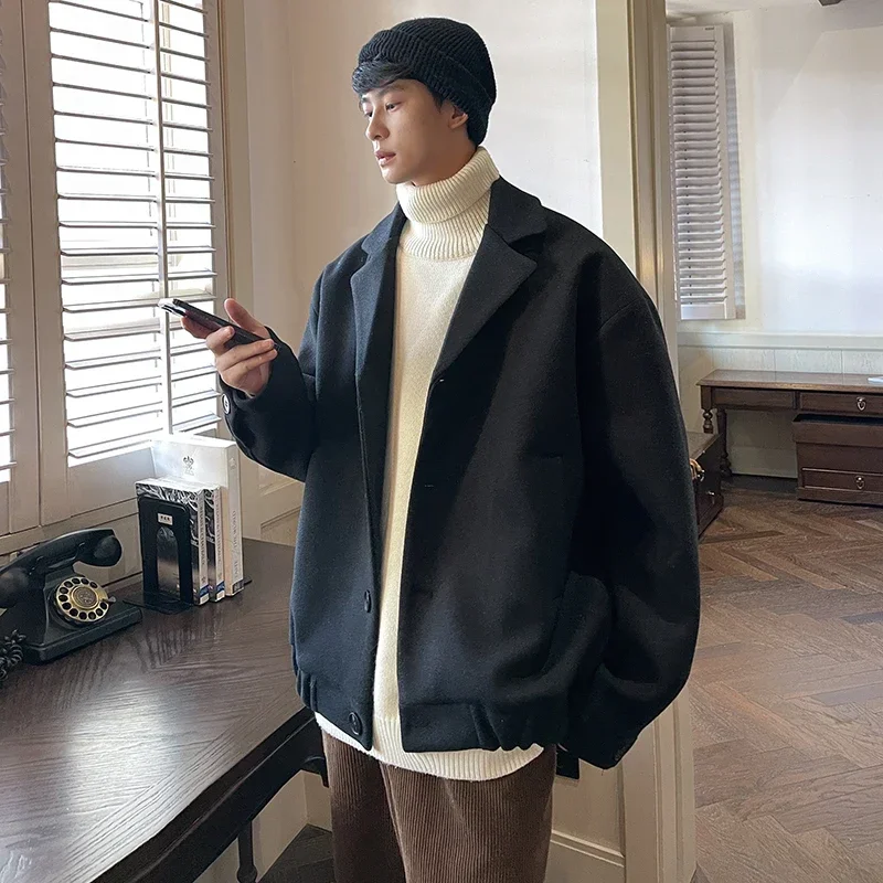 Весенне-осеннее новое мужское уличное модное и красивое шерстяное пальто с