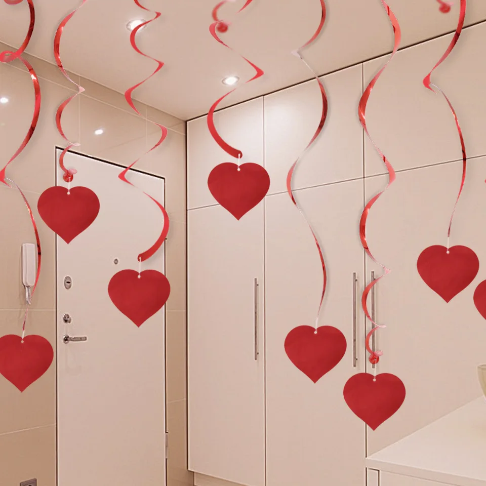 

6pc/pack Love Heart Ceiling Hanging Spiral Garland DIY Party Wedding Decoration Party Supplies Bride Props Party Decorations