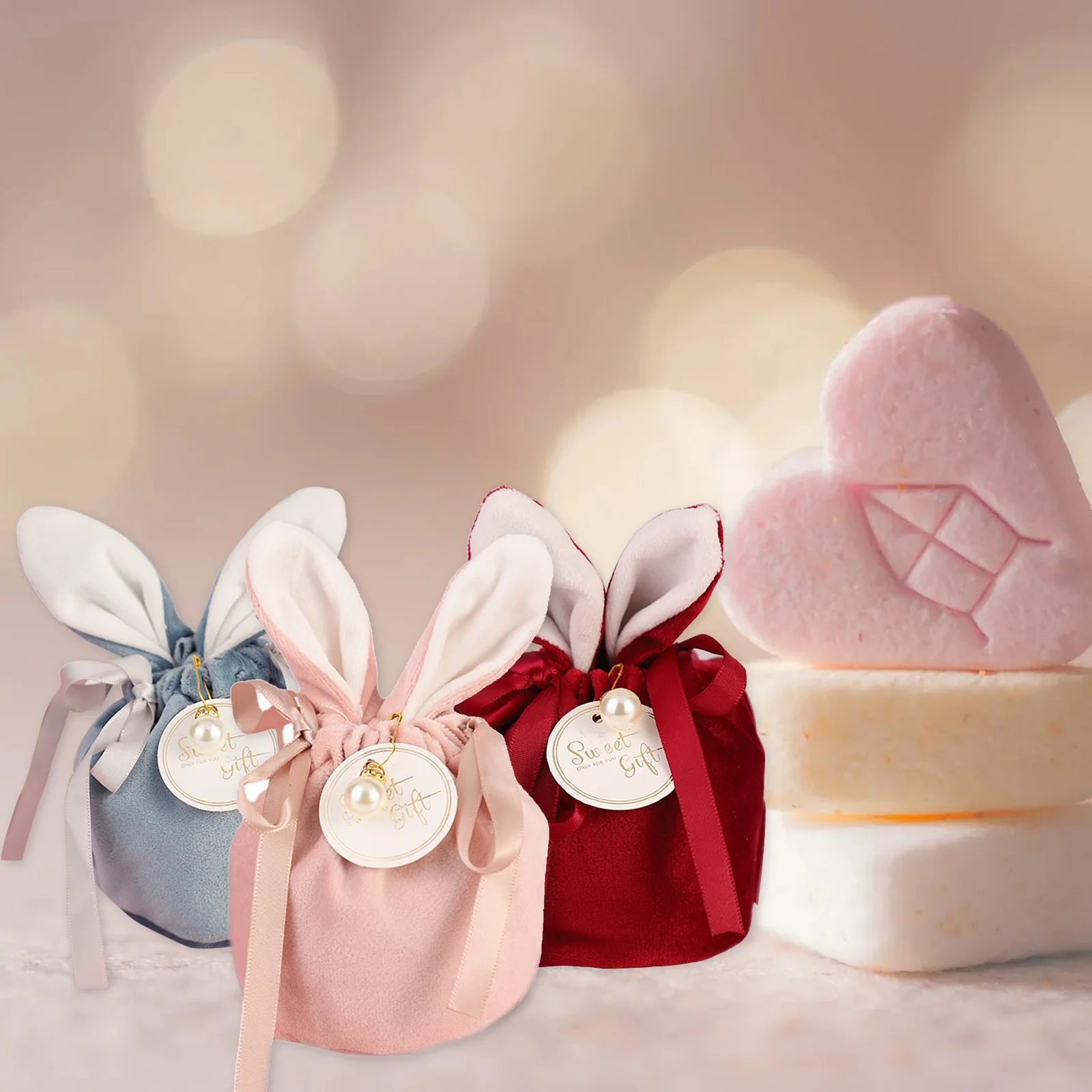 

1-5pc Velvet Easter Bags Cute Bunny Gift Packing Dropshipping Rabbit Valentine Candy Bags Wedding Birthday Party Decoration 2022