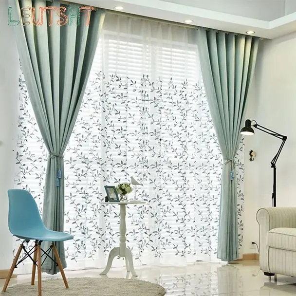 

Curtains for Living Dining Room Bedroom Thermal Green Pink Brown Blackout Insulated Cotton Thick Window White Tulle Treatment