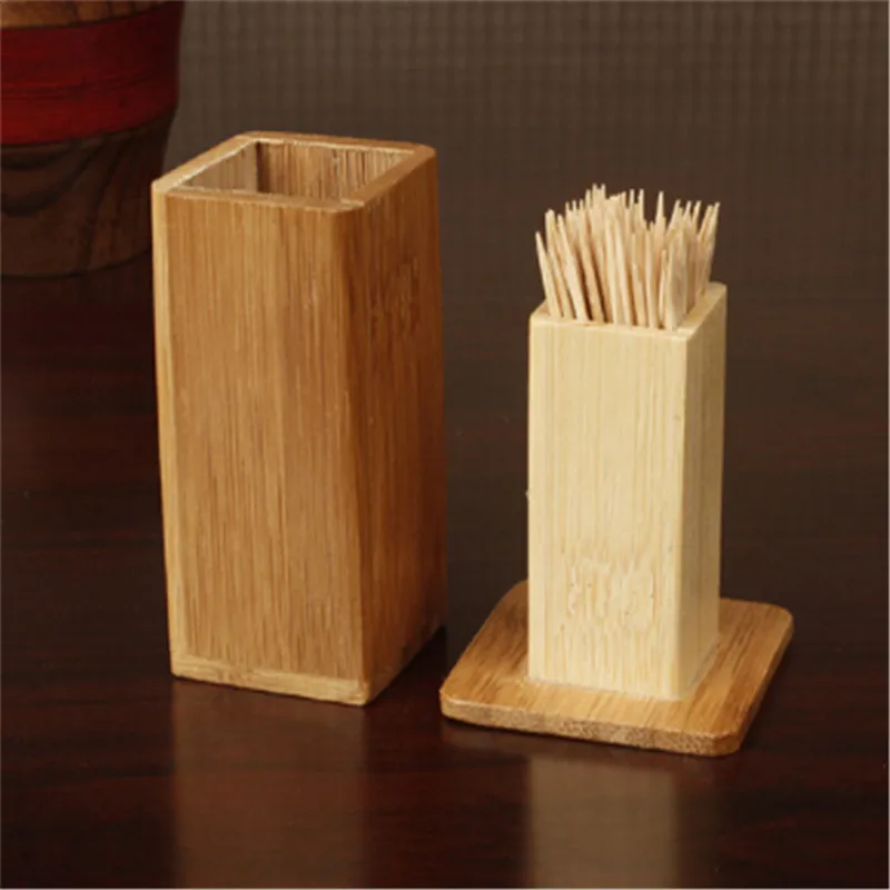 

Новый бамбуковый ящик для зубочисток с крышкой, квадратный резервуар, искусственный бамбуковый деревянный домашний кухонный инструмент, Держатель Для Зубочисток