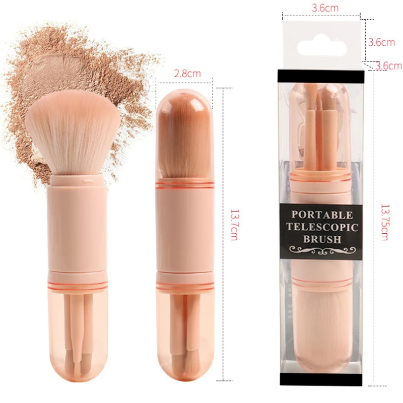 

4 in 1 Makeup Brush Beauty Tool Mini Eye Brush Skin Tone Retractable Makeup Brush Portable Makeup Brush Tool