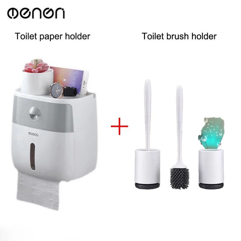 

MENEN Waterproof Toilet Paper Holder Cover Wall Mounted Plastic Roll Tissue Box Suction Cup Shelf Storage Holder LF82003B