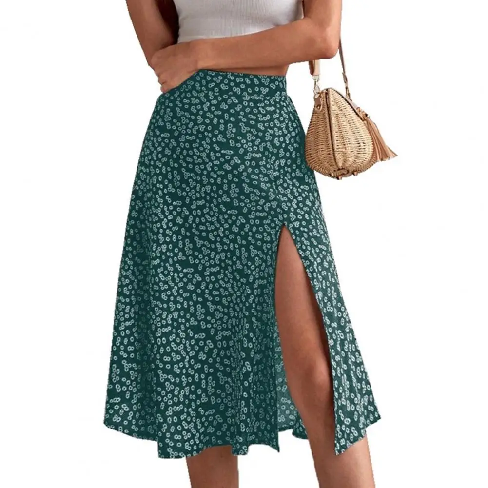 

Lady Skirt Floral Print Lady Midi Skirt Colorfast Big Hem Lady Skirt