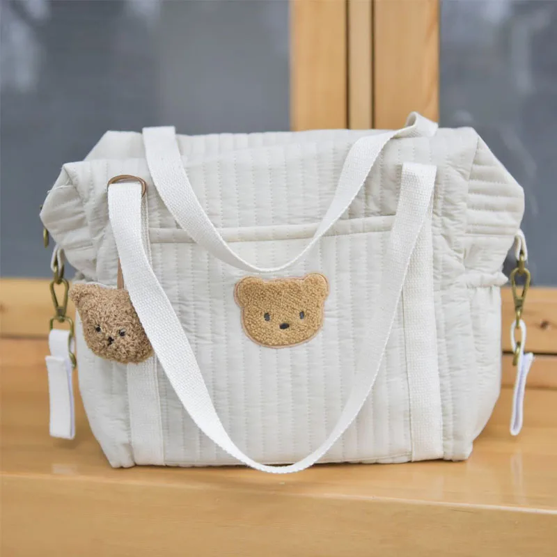 Korea Style Baby Infant Messenger Bag Outdoor Mummy Tote Bag Embroidery Stroller Diaper Storage Quilted Nappy Large Handbags