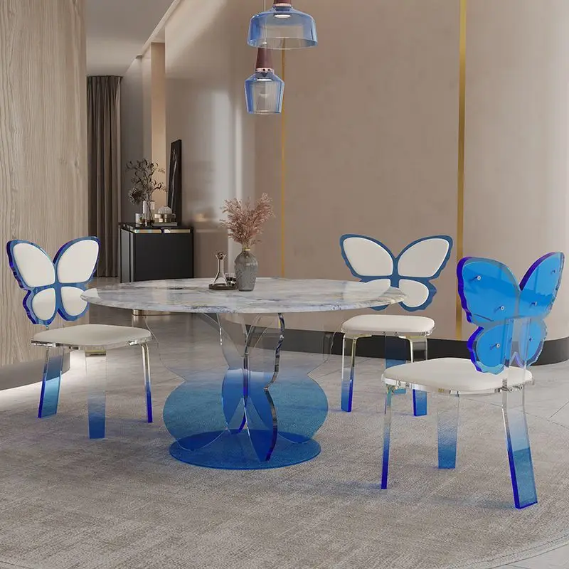 Простой Романтический дизайнерский круглый обеденный стол и стул в виде бабочки