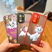 disney marie cat cute for xiaomi redmi note 11 10 10s 9t 9s 9 8 pro 5g 7 6 5 5a prime frosted translucent soft phone case