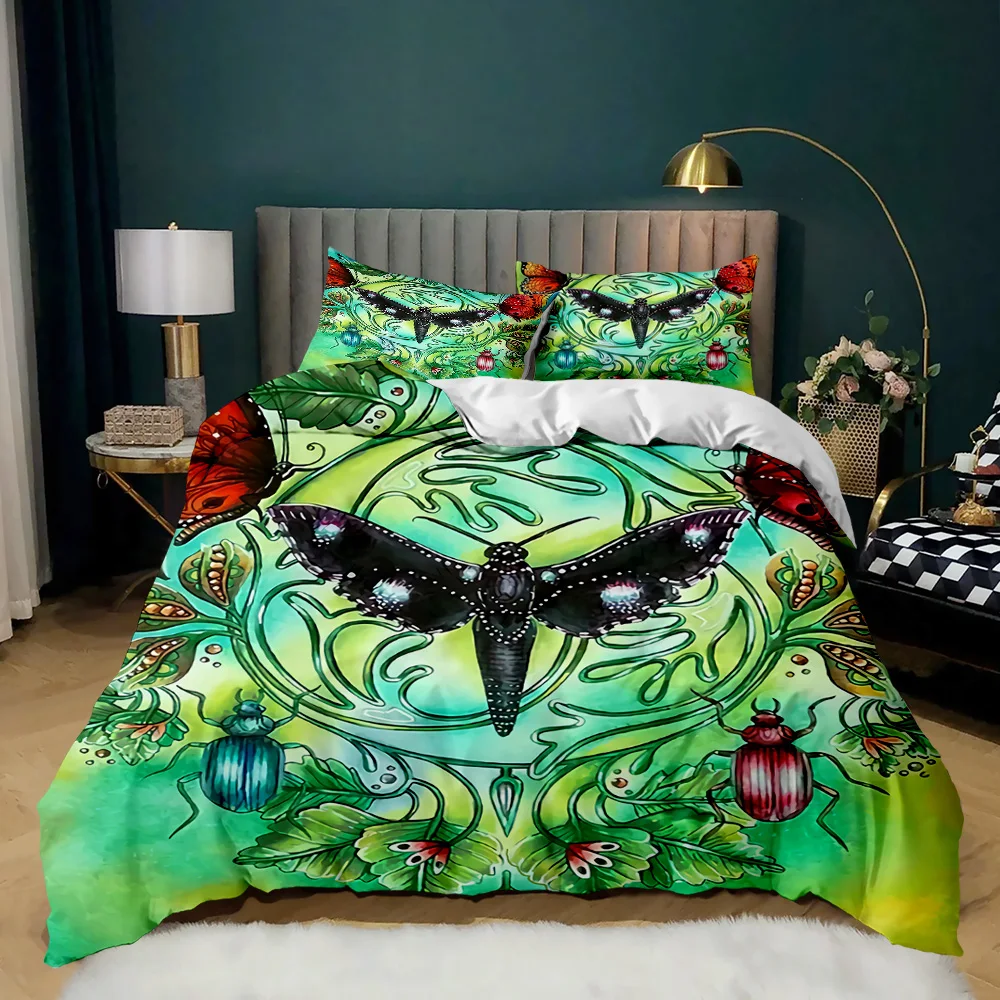

Bedding Set Soft Bedclothes Twin Queen King Size Polyester Qulit Cover Butterfly Duvet Cover Set Butterfly Plum Branch Pattern