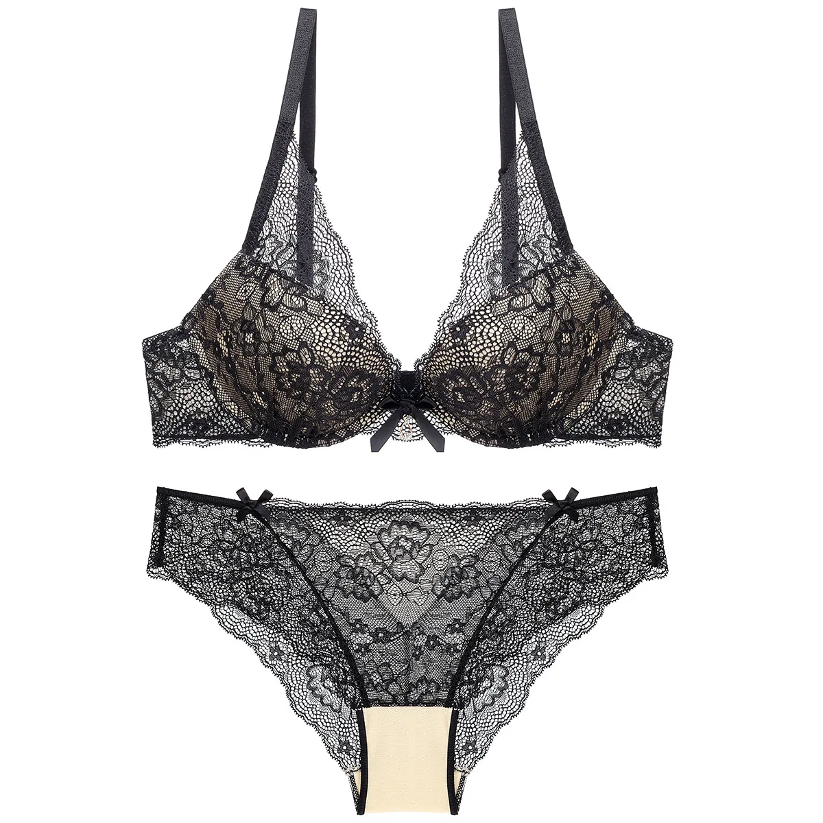 

Женский кружевной комплект нижнего белья, бюстгальтер без подкладки и трусики