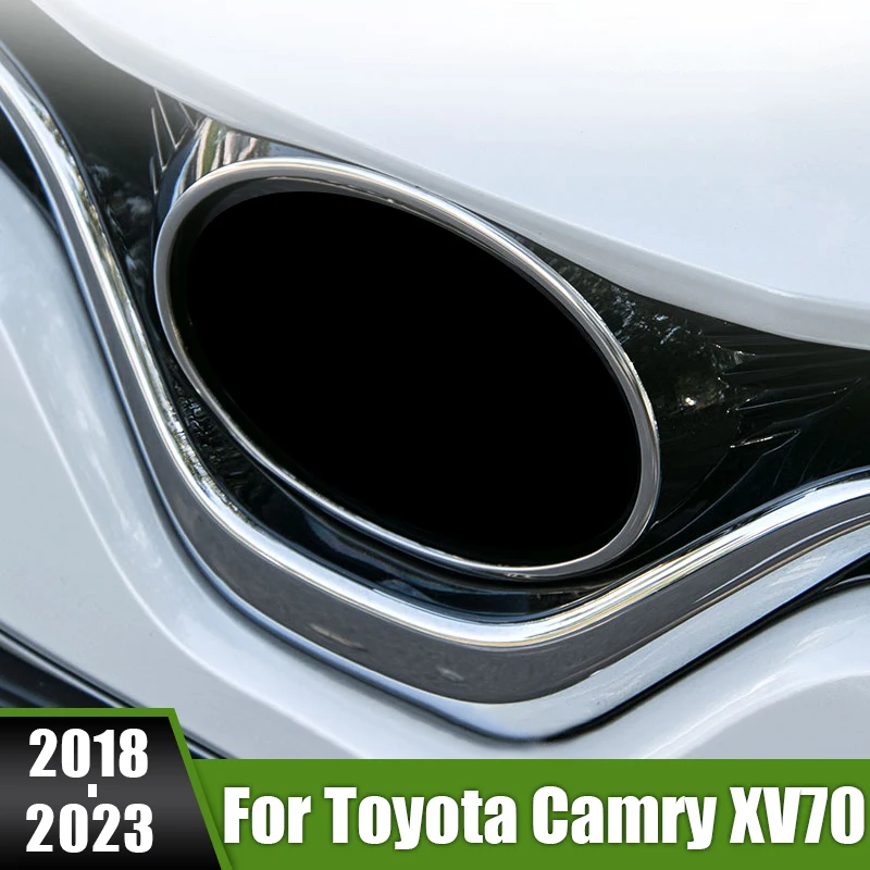 

For Toyota Camry XV70 70 2018 2019 2020 2021 2022 2023 Stainless Car Front Logo Circle Ring Trim Emblem Decol Cover Sticker