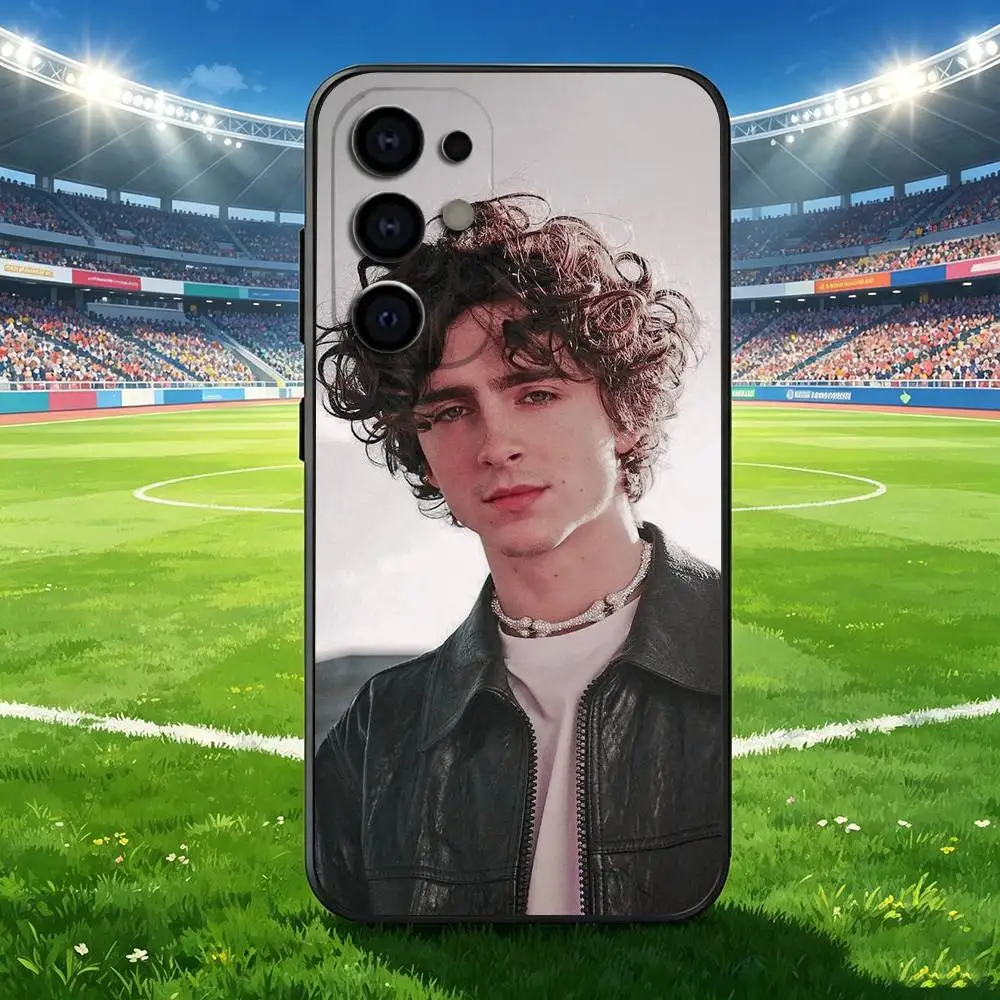 Фото Стильный чехол для телефона с изображением молодых звезд C-Chalamet-et для Samsung S 25,24,23,22,30,21,10,9,Ultra,Plus,Lite,FE,4,5 G, черный, силиконовый №5