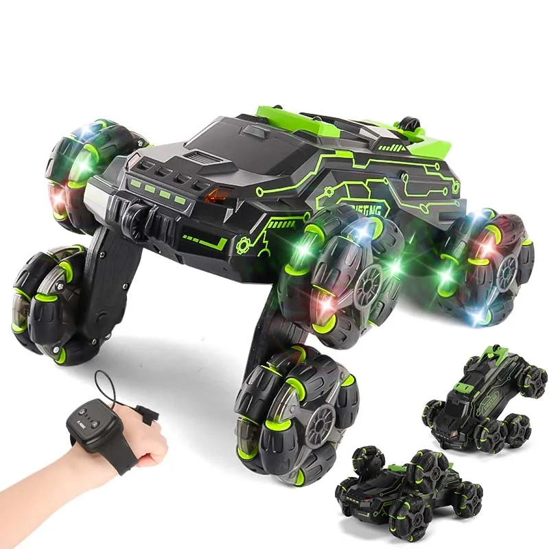 

New 2.4G 4WD Radio Rc Car With Gesture Sensing Six Wheels Rc Drift Buggy Toys Children Spray Off-Road Remote Controlled Car Gift