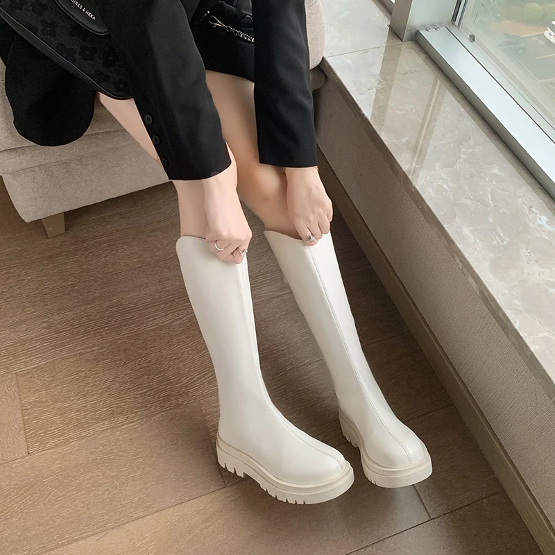 

Ботинки женские резиновые, высокие сапоги Челси на молнии, круглый носок, высокий каблук, пикантная обувь в стиле «лолита», средние, черные