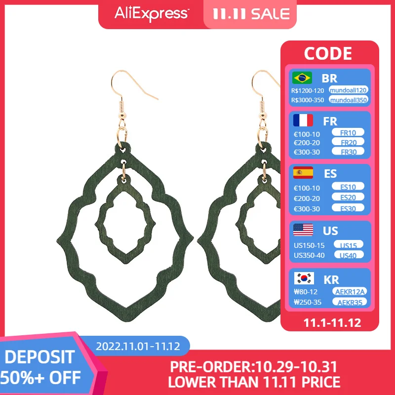 

Cutout Morocco Wood Drop Earrings for Women Mom Vintage Wooden Earrings Fashion Wood Earrings