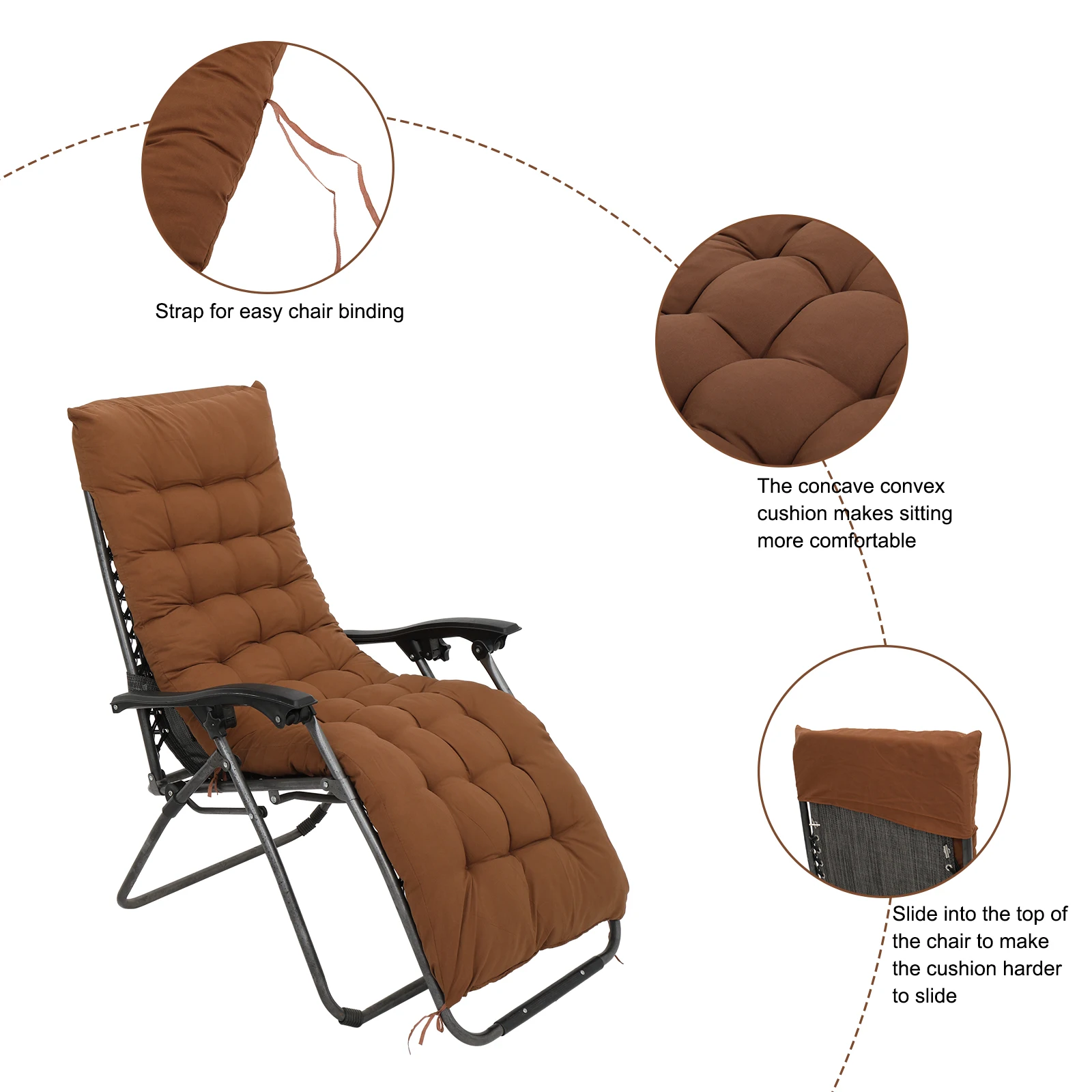 Cushion Mat 128/155x48x8cm Brown/gray For Recliner Office Ch