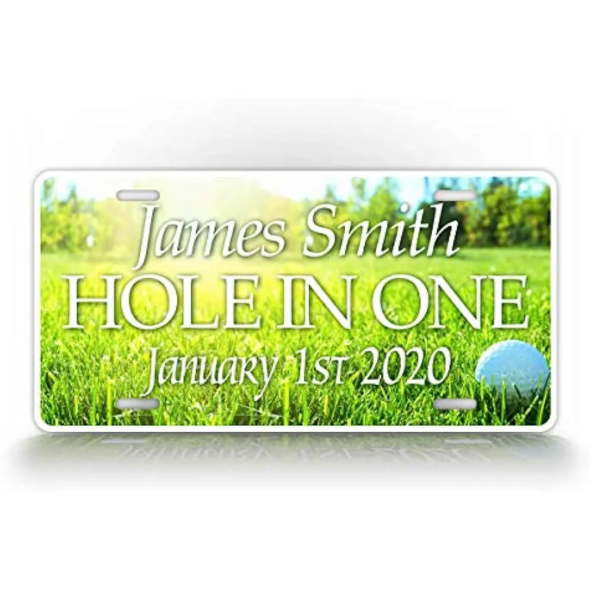 

Custom Text Hole In One Golf License Plate Golfing Auto Tag with Date-Wall Decoration Metal Wall Sign