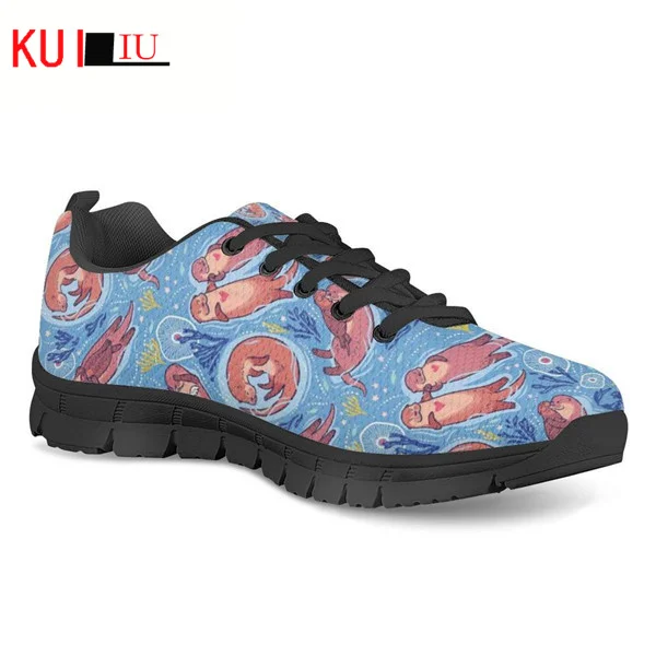 

Женские кроссовки с рисунком морского льва KUILIU, летняя обувь на плоской подошве, дышащие сетчатые туфли с рисунком животных