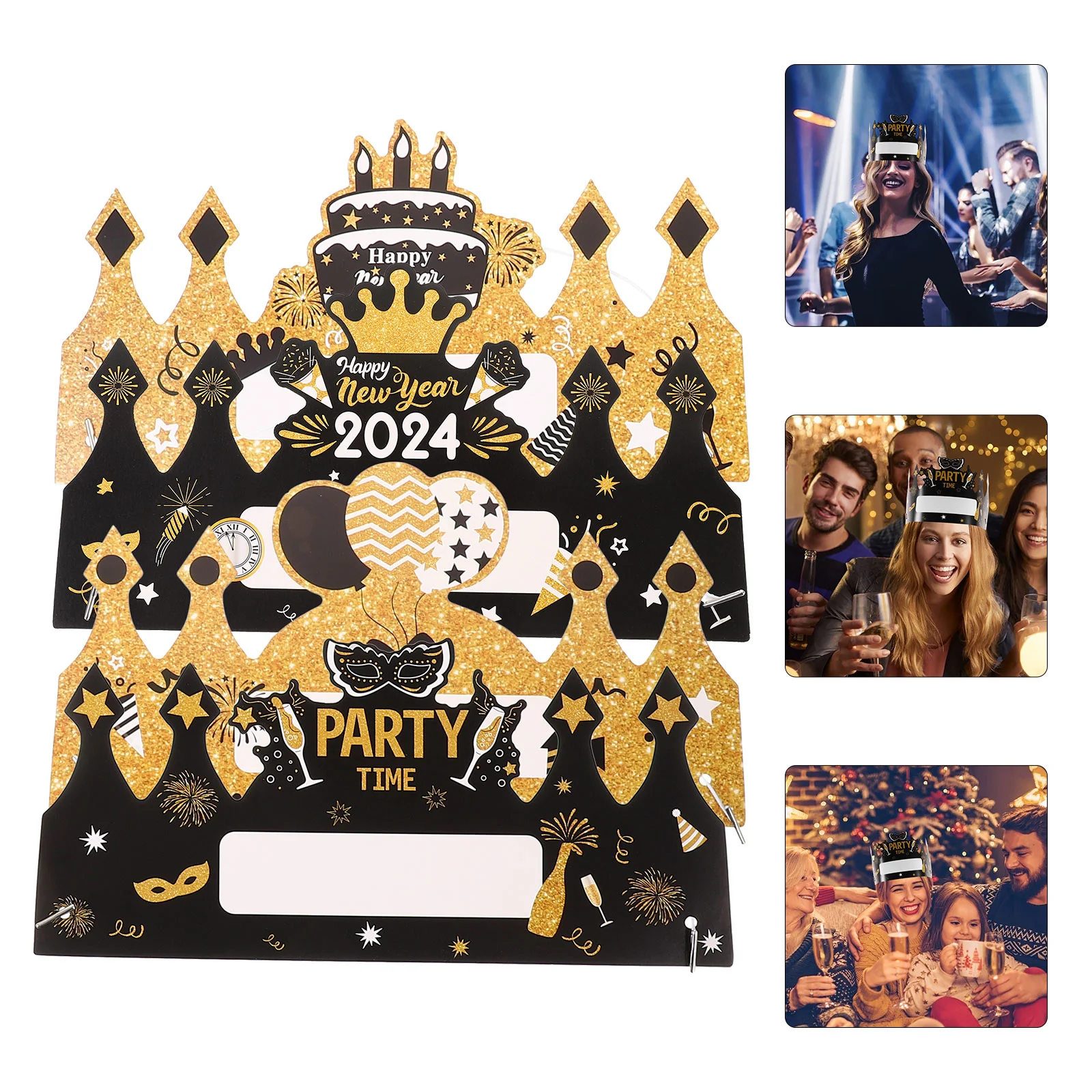 

4 Pcs Hat New Year Eve Party Hats Kids Paper Adults Happy 2024hats Headband Year's Supplies