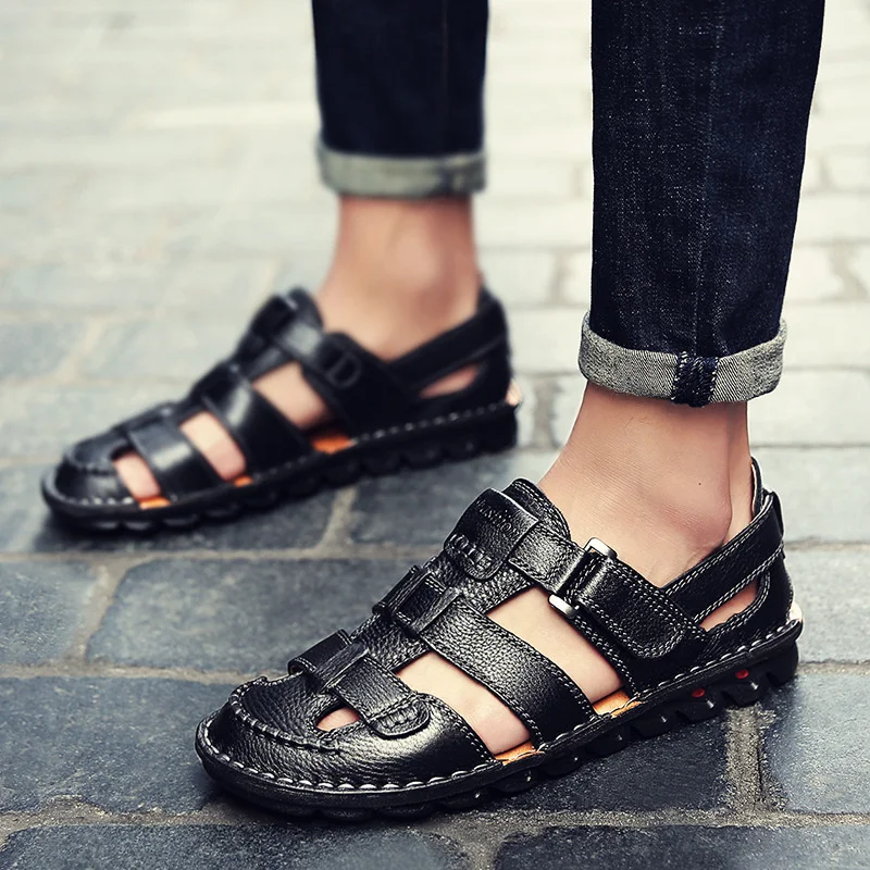 

2022 outdoor beach shoes men's sandals leather large casual sandals summer breathable shoes Men's sandals