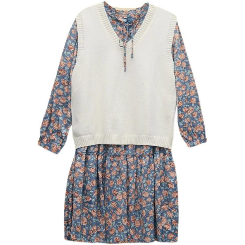 

Платье женское шифоновое с цветочным принтом, длинным рукавом и оборками