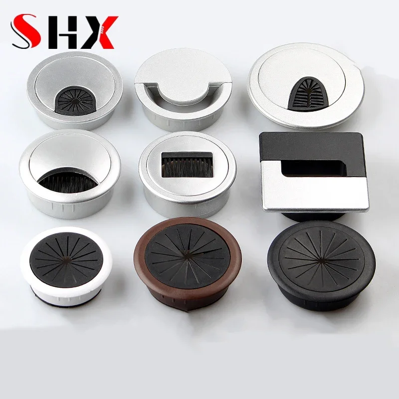 

50mm 53mm 60mm 80mm Desk Cord Grommet Wire Hole Cover Line Outlet Port Threading Box Cover Cable Passing Box Office Table Cable