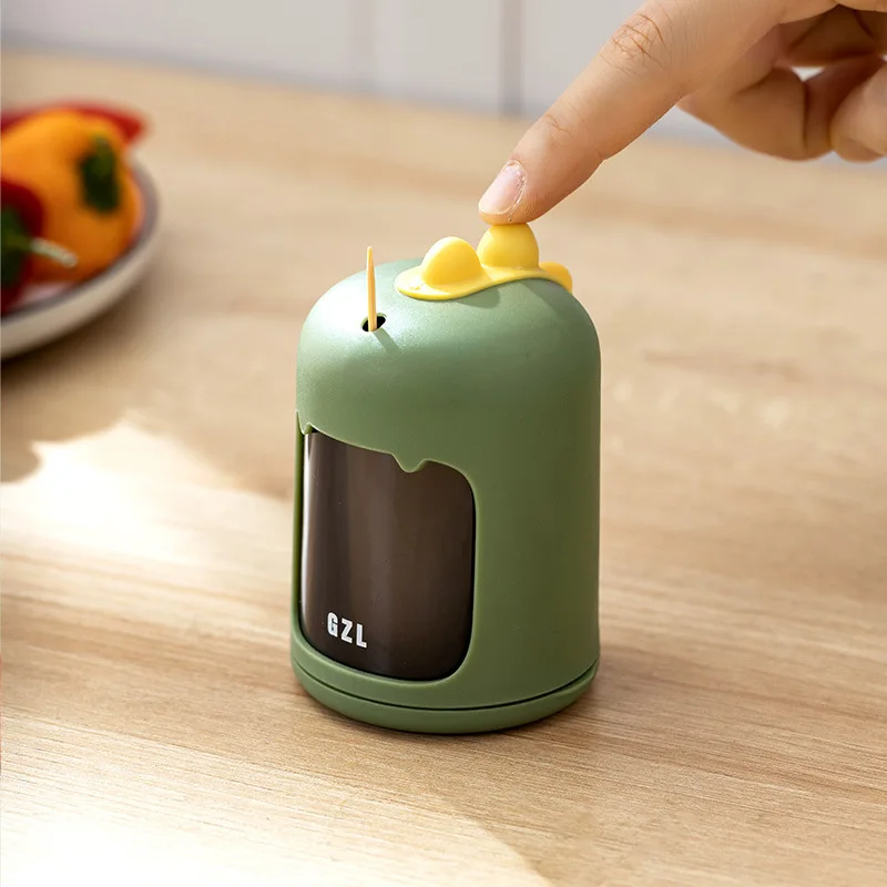 

Dinosaur Toothpick Box Press Type Automatic -up Toothpick Cartridge Desktop Decoration Kitchen Toothpick Can Home Appliance
