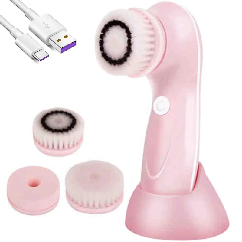 

Facial Cleansing Brush - Latest Advanced Cleansing Technology & 3 Brush Heads - USB Rechargeable Electric Rotating Face