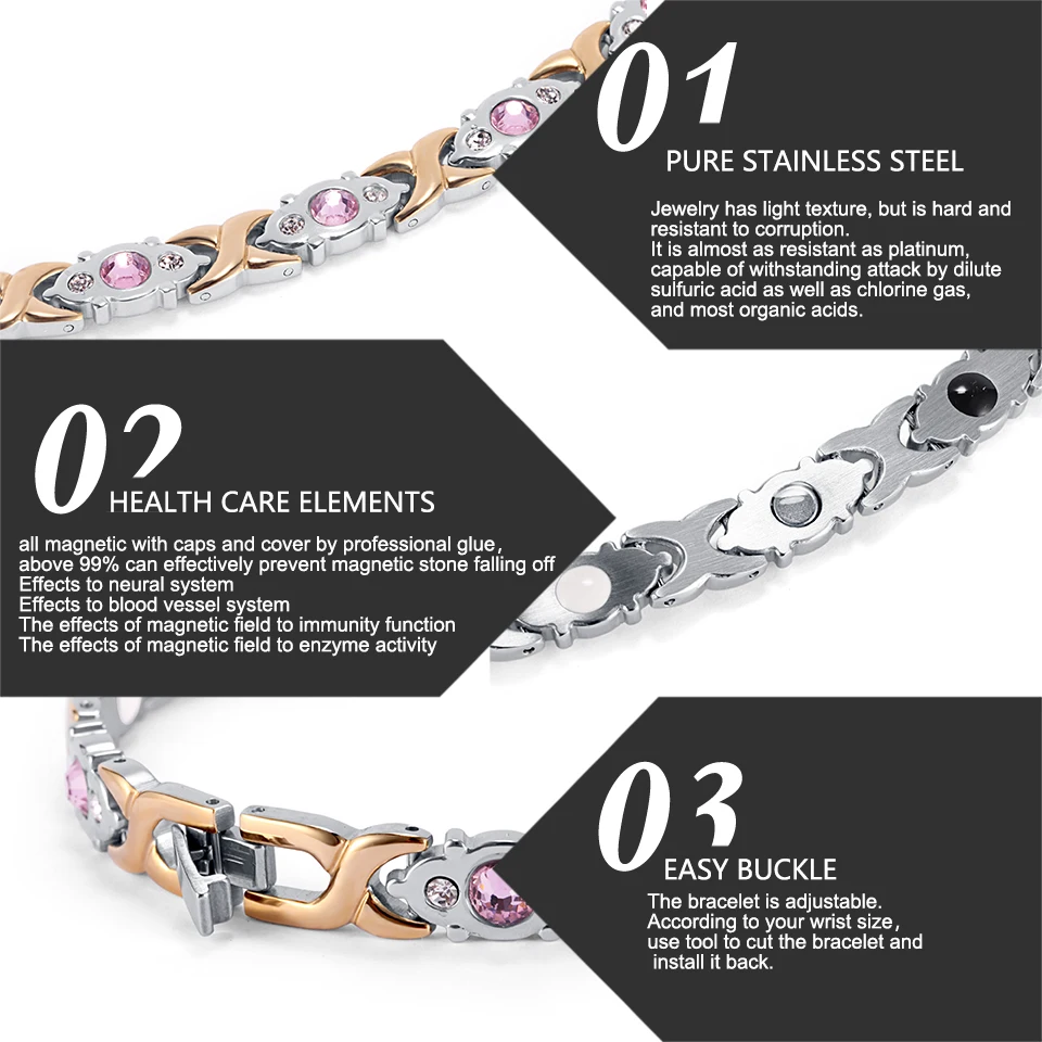 Браслеты из нержавеющей стали WelMag модные здоровые роскошные женские ювелирные