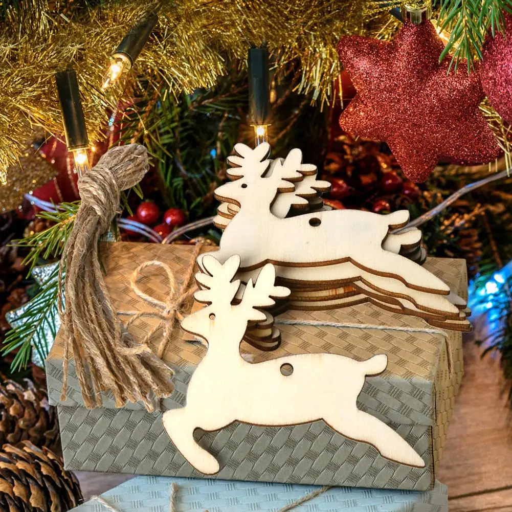

10pcs Beautiful Christmas Pendant DIY Elk Snowman Shape Xmas Tree Window Dress Ornament Healthy Party Decoration Kids Gift
